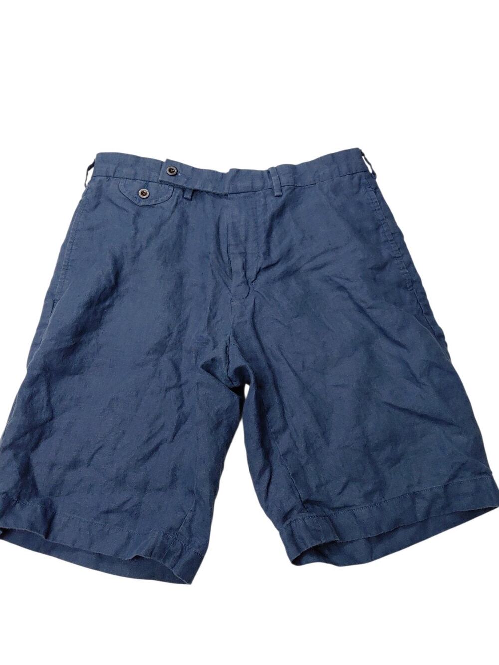 Vintage Polo Ralph Lauren Navy Blue Bradbury Fit Linen Shorts Size 32 Men's Y2K